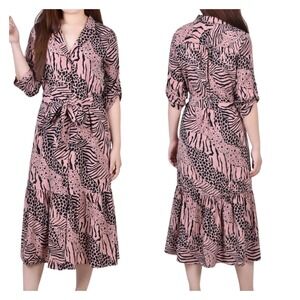 NY Collection Zebra Print Button Front Modi Dress Size XL